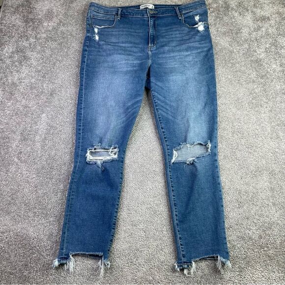 Abercrombie & Fitch Jeans Women's 35 Blue Super Skinny Ankle High Rise Torn - Picture 1 of 11